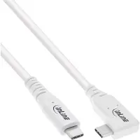 InLine USB4 Kabel, USB-C, einseitig gewinkelt, PD 240W, 8K60Hz, TPE, weiß, 1,5m, 1,5 m, USB C, USB C, USB4 Gen 3x2, 40 Gbit/s, Weiß