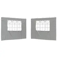 vidaXL Partyzelt-Seitenteil 2 Stk. 300 x 195 cm Hellgrau PE und Stahl