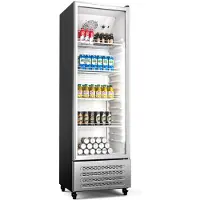 Klarstein GrandCooler Getränkekühlschrank | 306 L | LED-Beleuchtung | mit Rollen | 4 Regale Silber