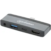 Manhattan 190404, Kabelgebunden, USB 3.2 Gen 2 (3.1 Gen 2) Type-C, 100 W, 3,5 mm, Grau, 10 Gbit/s