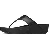 FitFlop Lulu Leather Toepost Teenslippers - Zwart - Maat 42
