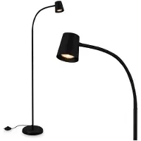 Briloner Stehleuchte, mit Fußschalter, flexibler Lampenkopf, Stehlampe, 127,5 cm, 1x GU10, max. 9W, schwarz