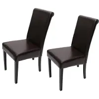 Mendler 2er-Set Esszimmerstuhl Stuhl Küchenstuhl Lecce II, Leder braun, dunkle Beine