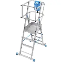 Krause STABILO SkyMatic 1x3–1x5 Teleskop-Plattformleiter, fahrbar, ClickMatic, Plattform 600x500 mm, Geländer, AH 2,80–3,30 m