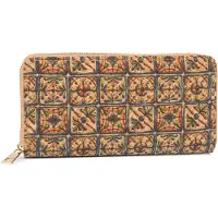 StyleBREAKER Damen Geldbörse aus Kork mit buntem Muster Print im Ethno Look, Reißverschluss, Portemonnaie 02040138