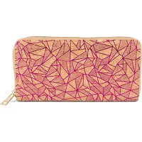 StyleBREAKER Damen Geldbörse aus Kork mit Geometrischem Metallic Prisma Muster, Reißverschluss, Portemonnaie 02040148