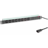 Roline 19-Zoll-Steckdosenleiste 8-fach C13 + C14-Stecker, 10A, silberfarben, 2 m