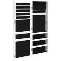 vidaXL Schmuckschrank mit Spiegel Wandmontage Weiß 37,5x10x106 cm