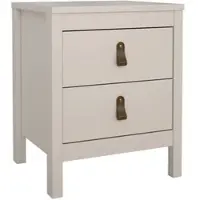 Wellhome - Nachttisch mit 2 Schubladen und Metall- oder Ledergriffen in der Farbe Beige-Grau 44 x 39 x 55 cm - Guadalquivir