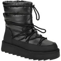 Tamaris Winterboots , Damen, Gr. 36, Warmfutter, schwarz, Lederimitat, Textil, unifarben, Basic, Schuhe Winterboots, Plateau, Winterstiefelette mit aufgesetzter Schnürung und Ösen