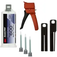 3M Starter Set: 1x Scotch-Weld 2-Komponenten-Konstruktionsklebstoff EPX DP600, Grau, 48,5 ml, 1x S•K•S Handgerät für EPX 38 bis 50ml Kartuschen inkl. Vorschubkolben 2:1 & 10:1, 3x Mischdüse