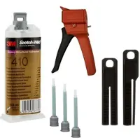 3M Starter Set: 1x Scotch-Weld 2-Komponenten-Konstruktionsklebstoff EPX System DP410, Beige, 50 ml, 1x S•K•S Handgerät für EPX 38 bis 50ml Kartuschen inkl. Vorschubkolben 2:1 & 10:1, 3x Mischdüse