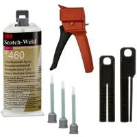 3M Starter Set: 1x Scotch-Weld 2-Komponenten-Konstruktionsklebstoff EPX System DP460, Beige, 50 ml, 1x S•K•S Handgerät für EPX 38 bis 50ml Kartuschen inkl. Vorschubkolben 2:1 & 10:1, 3x Mischdüse