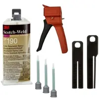 3M Starter Set: 1x Scotch-Weld 2-Komponenten-Konstruktionsklebstoff EPX System DP190, Grau, 50 ml, 1x S•K•S Handgerät für EPX 38 bis 50ml Kartuschen inkl. Vorschubkolben 2:1 & 10:1, 3x Mischdüsel