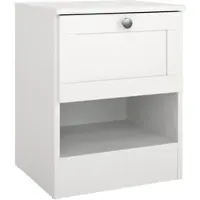 Wellhome - Nachttisch mit 1 Schublade in der Farbe Weiß 41 x 36 x 52 cm - Nalón White