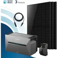 SolarMars Anker SOLIX Solarbank 3 E2700 Pro Balkonkraftwerk Speicher mit 500Wp Solarmodul und MC4 Solarkabel Set - 1500Wp ‚Äì 3 Module / Ohne Erweiterungsakku / Ohne HAL