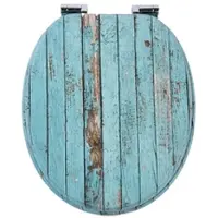 SINOBATH WC-Sitz mit Shabby-Chic Holzoptik in Türkisblau