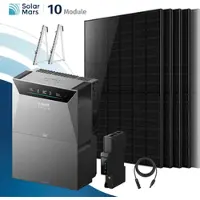 SolarMars Balkonkraftwerk 4000 Watt mit Speicher Anker SOLIX 4 Pro mit 5M MC4 Solarkabel - 5000Wp ‚Äì 10 Module / 1x BP5000 / Balkon