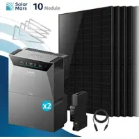 SolarMars Balkonkraftwerk 4000 Watt mit Speicher Anker SOLIX 4 Pro mit 5M MC4 Solarkabel - 5000Wp ‚Äì 10 Module / 2x BP5000 / Flachdach/Garten/Wand