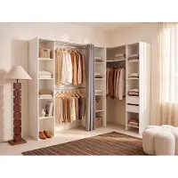 Vente-unique Eckkleiderschrank Kleiderschranksystem - B. 164/234 cm - Weiß & Grau - DORIAN