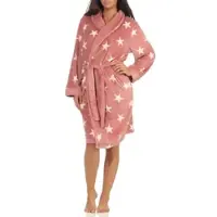 Normann Copenhagen Bademantel Sterne Morgenmantel Coralfleece - 51266 in rosa | Gr.: 48/50