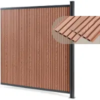 Neu.holz Gartenzaun 'Grassano' Sichtschutzzaun mit 1 Pfosten Erweiterungsmodul 185 x 175 cm witterungsbeständig WPC Braun