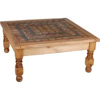 MiaMöbel Couchtisch Mexico Möbel 70x70 cm Landhausstil Massivholz Pinie Honig
