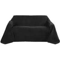 Beautissu Romantica Tagesdecke Wildleder Optik 210x280cm Schwarz