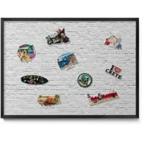 Tulup Magnettafel Magnettafel für die Wand Gerahmt Ziegelwand Helle Wand 70x50 cm Dekoratives Magnetboard aus Metall Schwarzer Rahmen