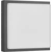 LCD LED Wandleuchte A-310563, Graphit, 13W, 910lm, 3000K, Aluguss, Opalglas, IP44, 250x250x95mm