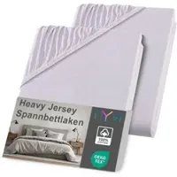 NYVI Spannbettlaken DreamScience Heavy Jersey - Spannbetttuch, Formstabil, 160g/m2, Rundum-Gummizug, Bügelfrei 90x200 - 100x200 cm (2er Pack) silber