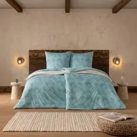 Estella Mako Interlock Jersey Bettwäsche Amalie aqua 160x210 cm + 65x100 cm - blau