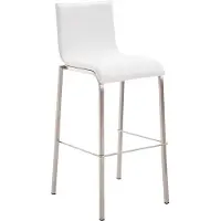 DELUKE Barhocker KELAN - Kunstleder Weiß 43x51x103 cm Silber | Barstuhl Mit Lehne Tresenhocker Tresenstuhl Kneipenhocker Kneipenstuhl