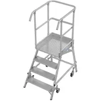 Krause Fahrbare Podestleiter Stabilo Professional, einseitig begehbar, 1x4 Stufen, 600 x 700 mm Plattform, 3000 mm Arbeitshöhe