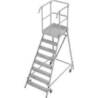 Krause Fahrbare Podestleiter Stabilo Professional, einseitig begehbar, 1x8 Stufen, 600 x 700 mm Plattform, 3950 mm Arbeitshöhe