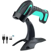 Tera Pro Barcodescanner QR 2D 1D Bluetooth 2,4G Kabelgebunden USB-C 1D 2500mAh Ständer 8100 Blau 1 Stück