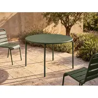 Vente-unique Runder Gartentisch D.130 cm aus Metall – Kaki – MIRMANDE von MYLIA