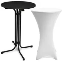 Beautissu Bellini Stehtisch ø 70cm Schwarz mit Stella Stehtischhusse ø 70cm Weiß