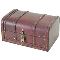 HMF Schatztruhe aus Holz, kleine Schatzkiste mit dekorativem Schloss für Geburtstag oder Mottoparty 30 x 20 x 15 cm, Spanien