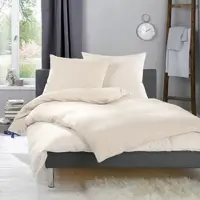 Lorena Feinflanell Bettwäsche Daphne beige gestreift Kissenbezug einzeln 80x80 cm - beige