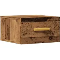 Décoshop26 - Wandmontierter Nachttisch mit Schublade 35 x 35 x 20 cm gealtertes braunes Holzwerkstoff DEC034338