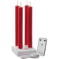 MARELIDA LED Stabkerzen LISA Tafelkerzen Dinnerkerzen Wiederaufladbar Rot 4er Set