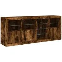 Helloshop26 - Sideboard Kommode Kleiderschrank Aufbewahrungsmöbel Organizer für Küche Wohnzimmer Lounge mit LED-Beleuchtung 164 x 02_0029875