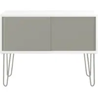 Bisley MultiRange Sideboard in Weiß-Lichtgrau - Büroschrank mit Schiebetüren 100cm breit, Retro-Design Kommode aus Holz & Metall, Schrank für Ordner,