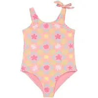Roxy Badeanzug "Check One-Piece", Kinder, Gr. 4(101-108cm), bunt (plumeria hippie hour diagonal), Recycling-Polyester, Badeanzüge Badeanzug