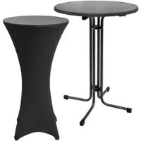 Beautissu STEHTISCH Sylt Ø 70cm Grau mit Stella Stehtischhusse Ø 70cm Schwarz