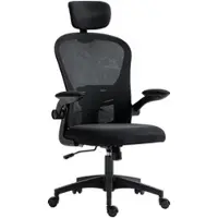 Vinsetto Ergonomischer Bürostuhl 4D-Lendenstütze klappbare Armlehnen Mesh verstellbare Kopfstütze Schwarz