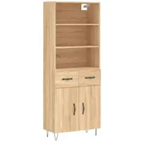 Helloshop26 - Buffet Sideboard Kommode Kleiderschrank Aufbewahrungsmöbel Organizer Küche Wohnzimmer Lounge hohe Sonoma-Eiche 69,5 x 02_0034176