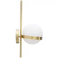 Mauro Ferretti Goldene Metallwandleuchte mit weißer Glaskugel, 15 x 20 x 40 cm