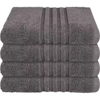 Schiesser Handtuchset Milano | Einfarbig | 4-teilig | 100% Baumwolle | Weich & Saugstark | 50x100 cm | Dunkelgrau